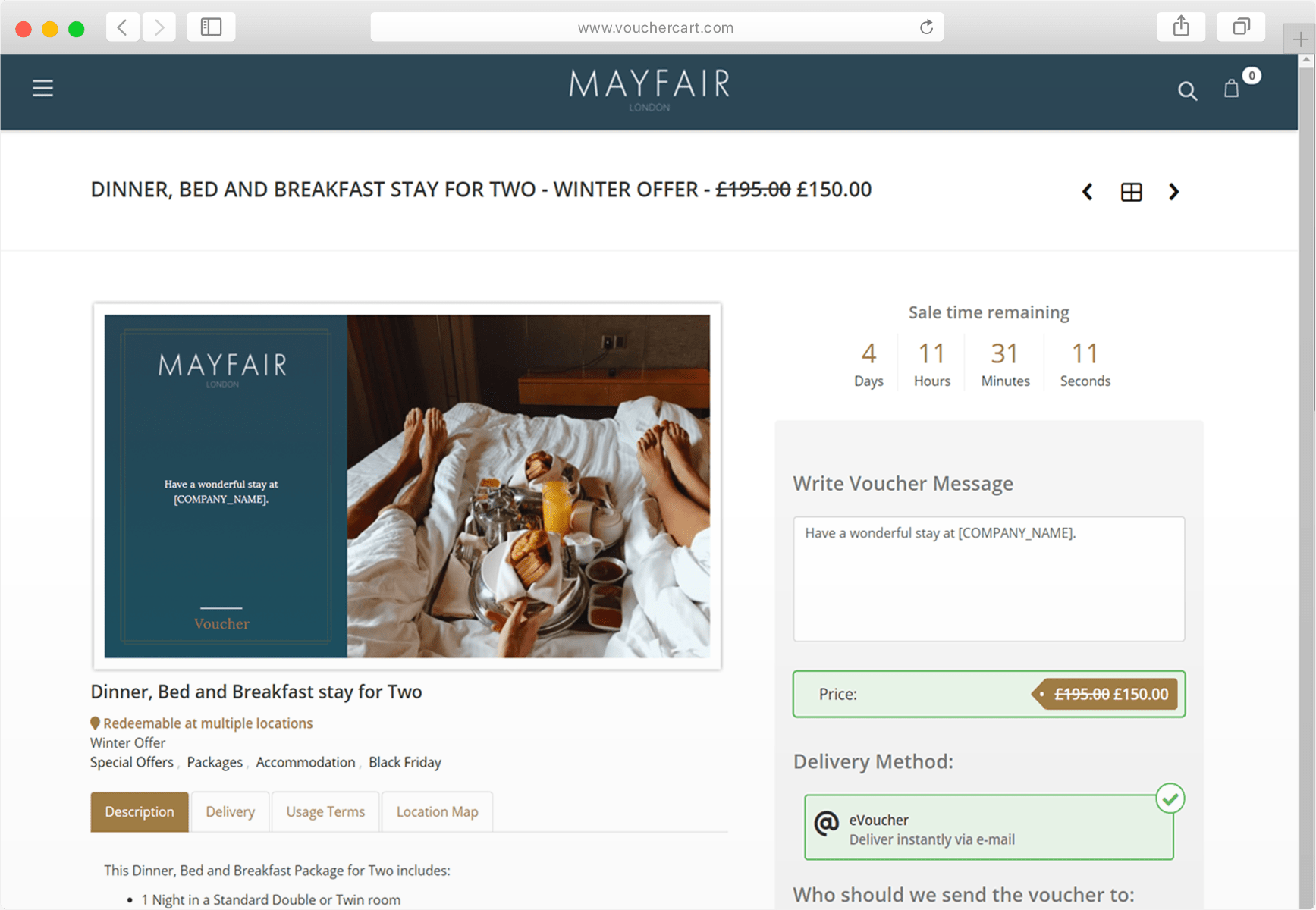 screenshot of VoucherCart