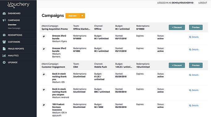 screenshot of Vouchery