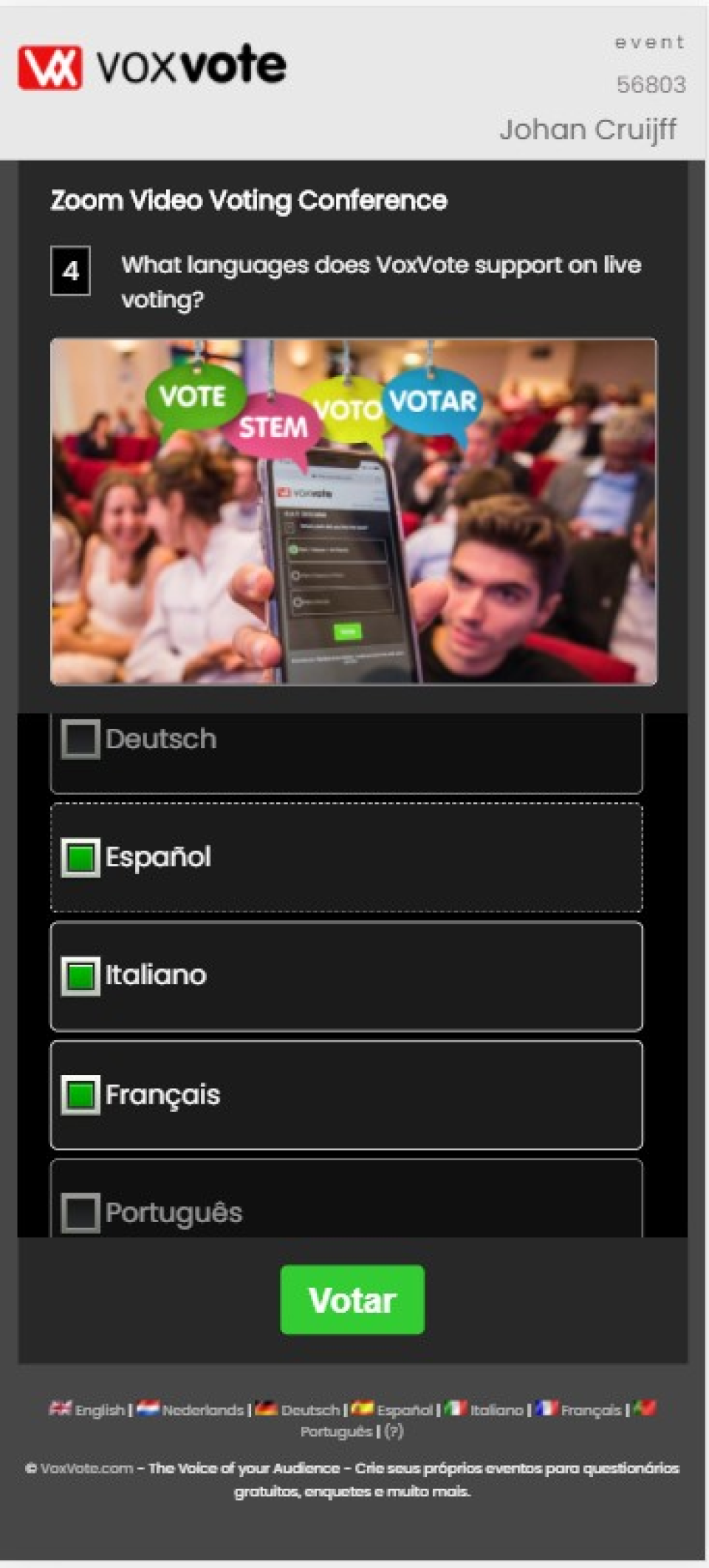 screenshot of VoxVote