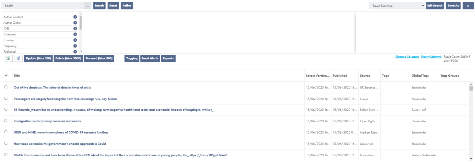screenshot of Vuelio