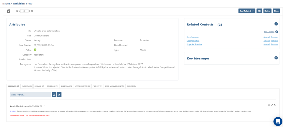 screenshot of Vuelio