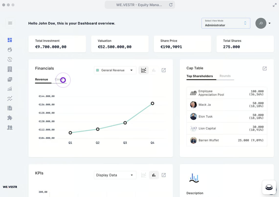 screenshot of WE.VESTR