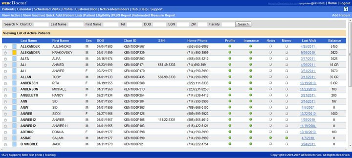 screenshot of WEBeDoctor