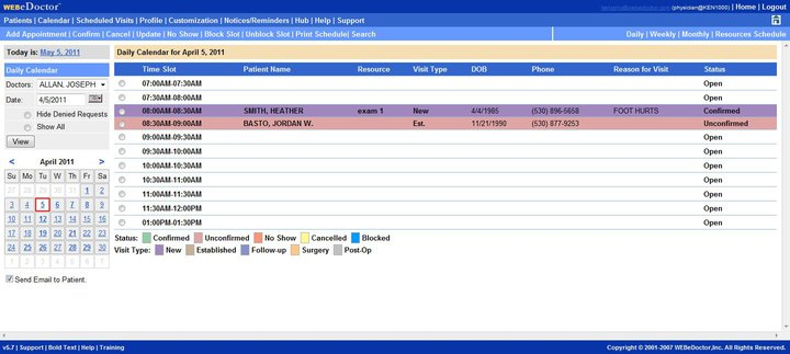 screenshot of WEBeDoctor