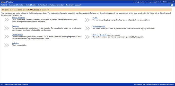 screenshot of WEBeDoctor