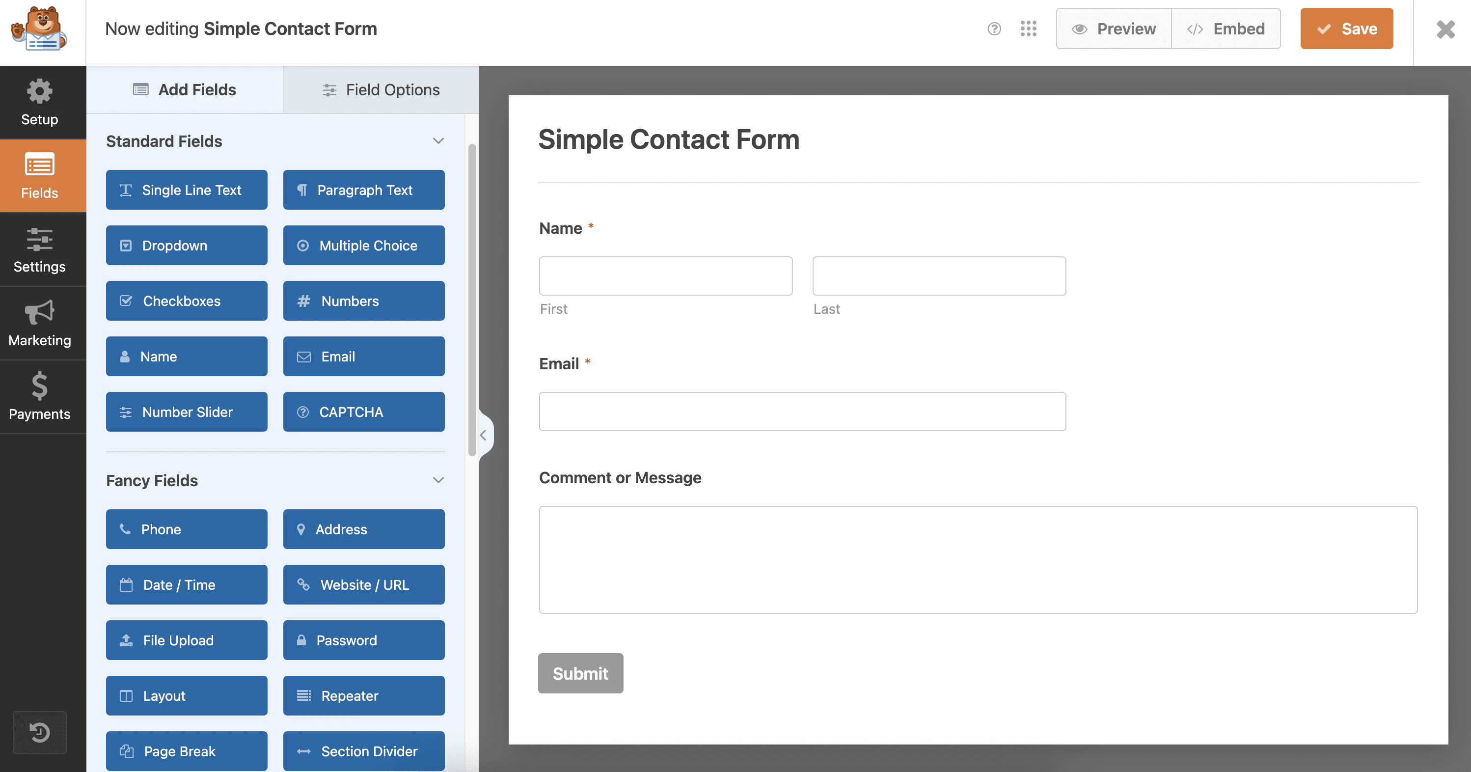 screenshot of WPForms