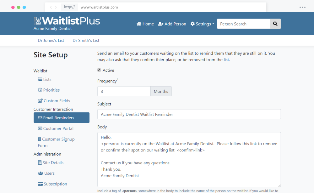 screenshot of WaitlistPlus