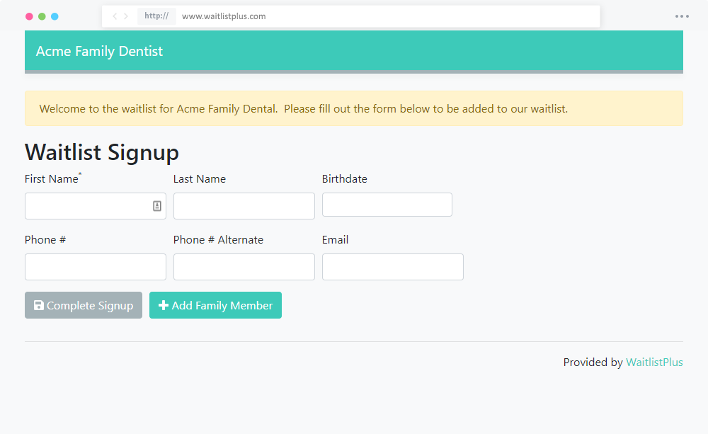 screenshot of WaitlistPlus