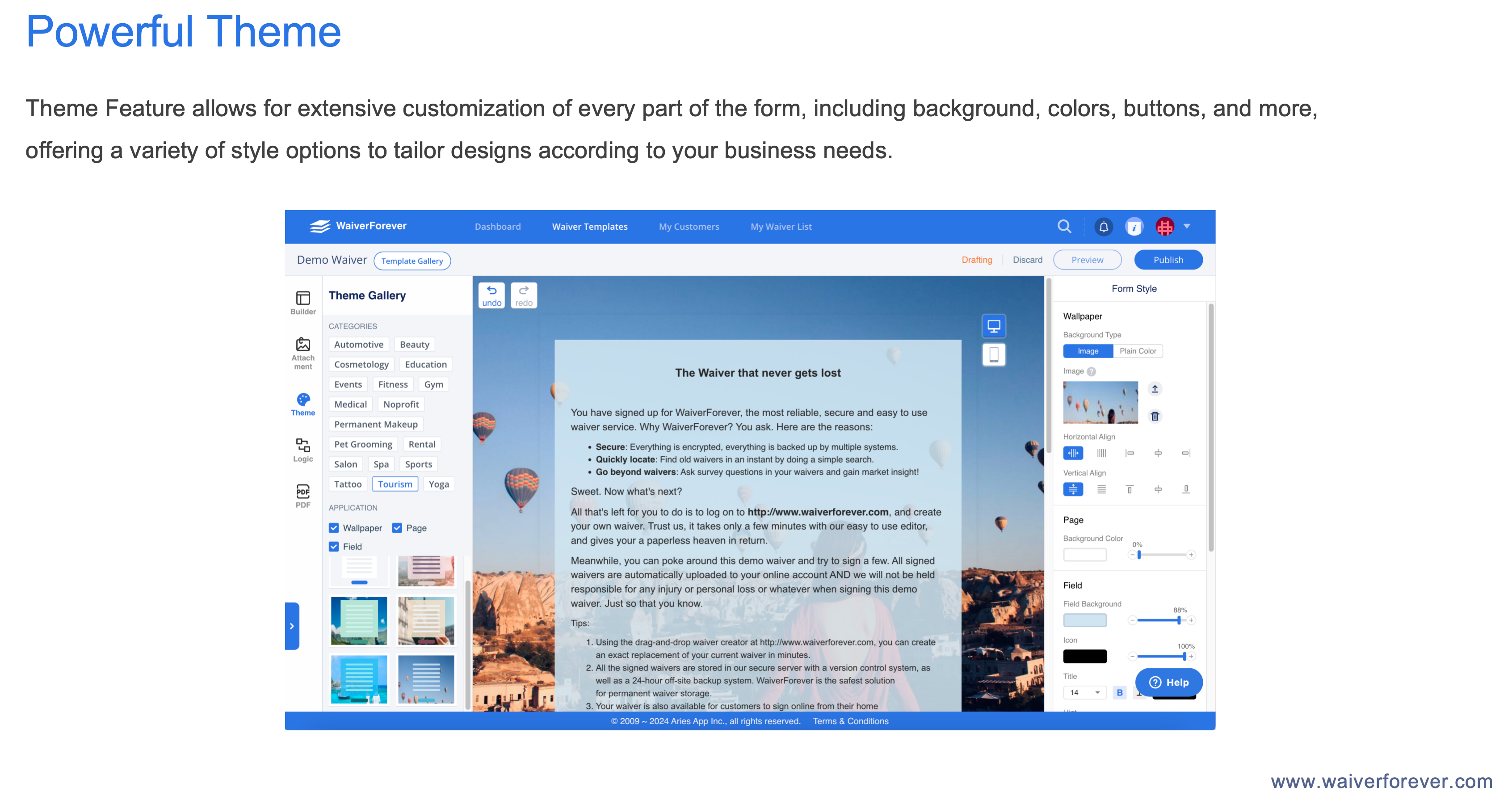 screenshot of WaiverForever