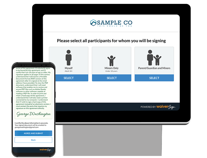 screenshot of WaiverSign