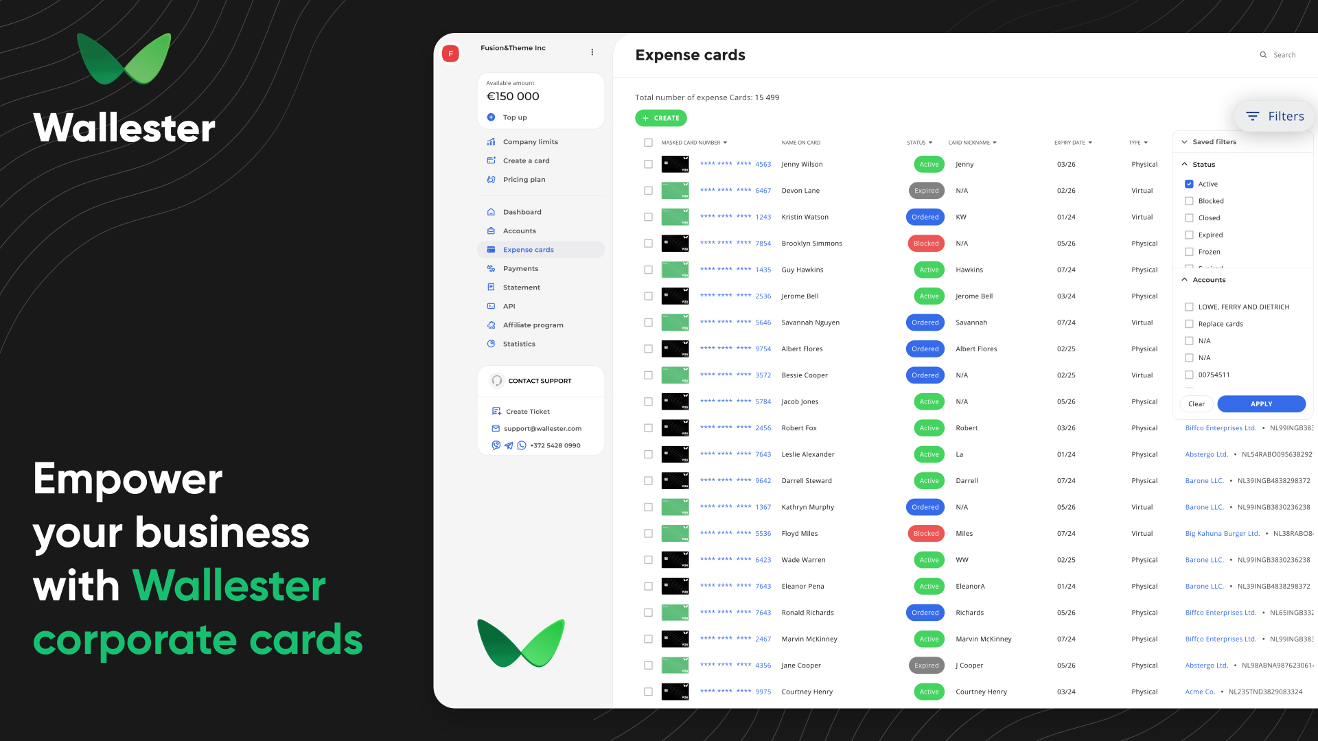 screenshot of Wallester