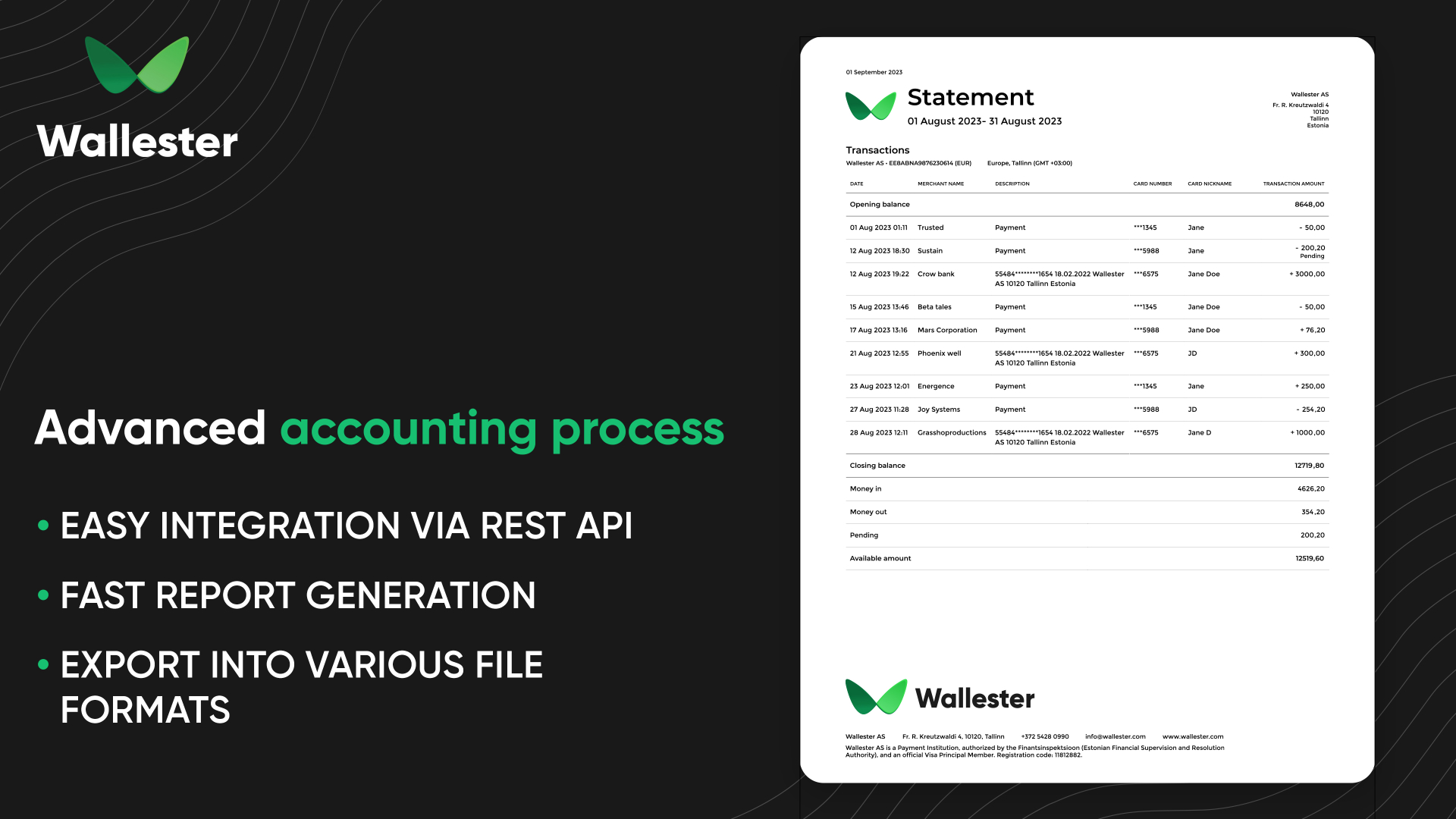screenshot of Wallester