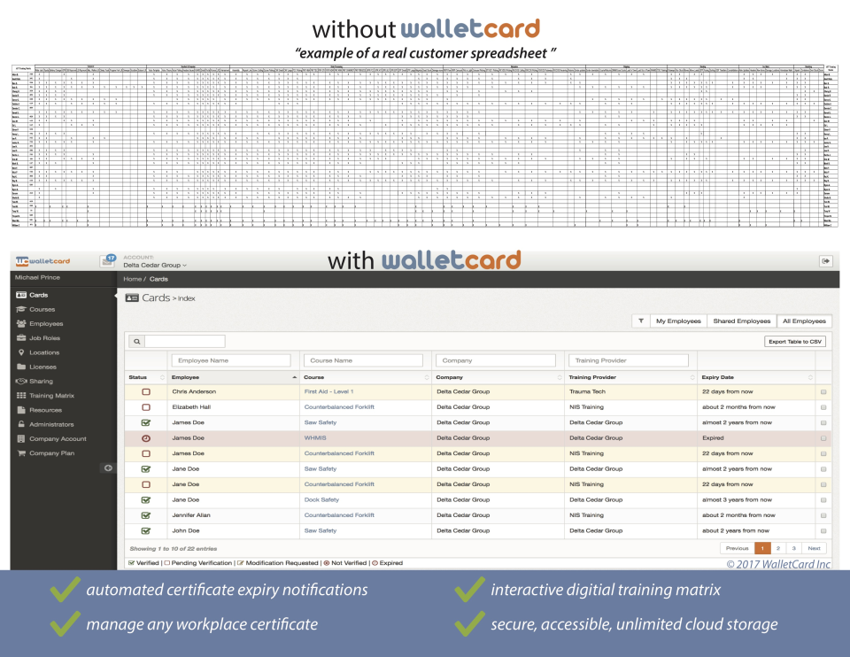 screenshot of WalletCard