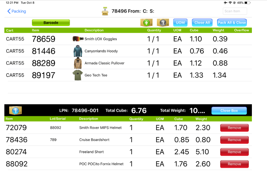screenshot of WarehouseOS
