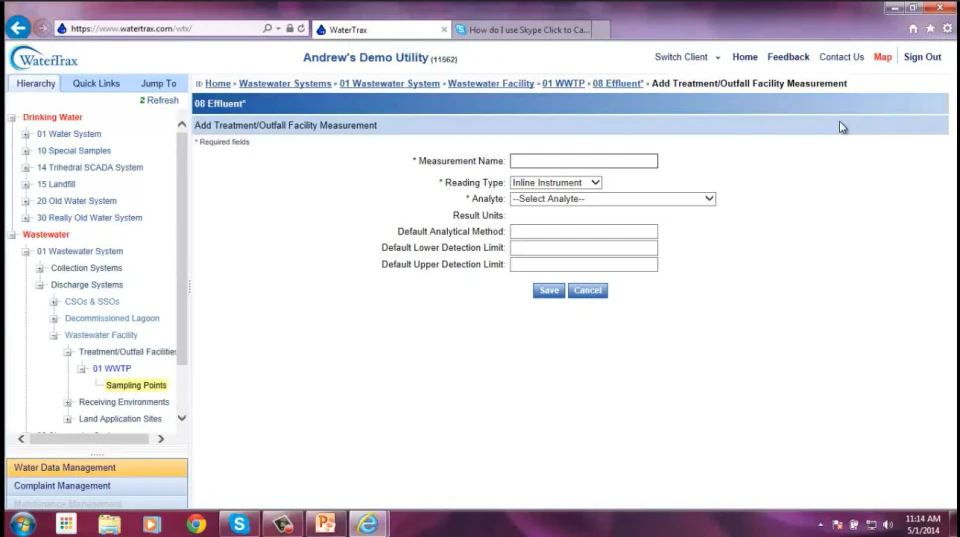 screenshot of WaterTrax
