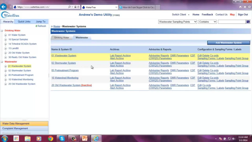 screenshot of WaterTrax