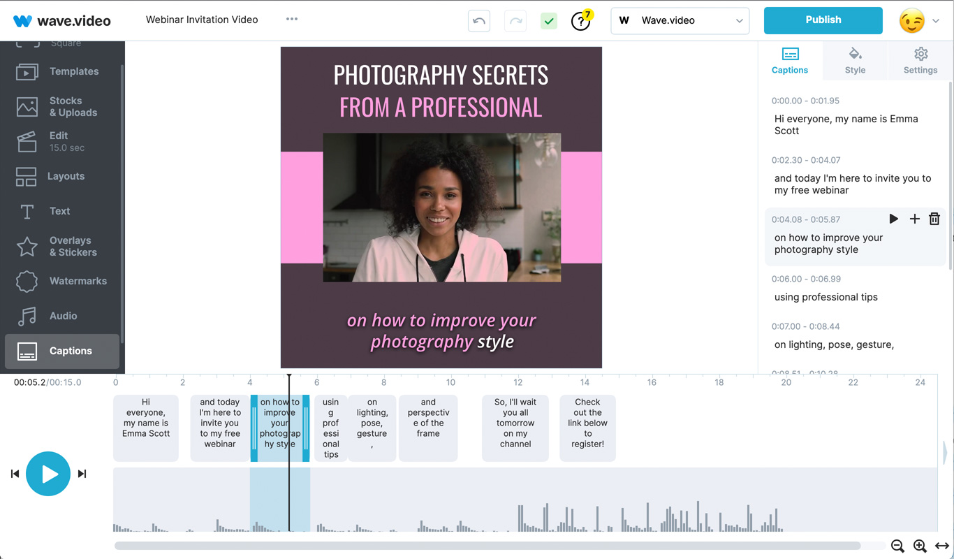 screenshot of Wave.video