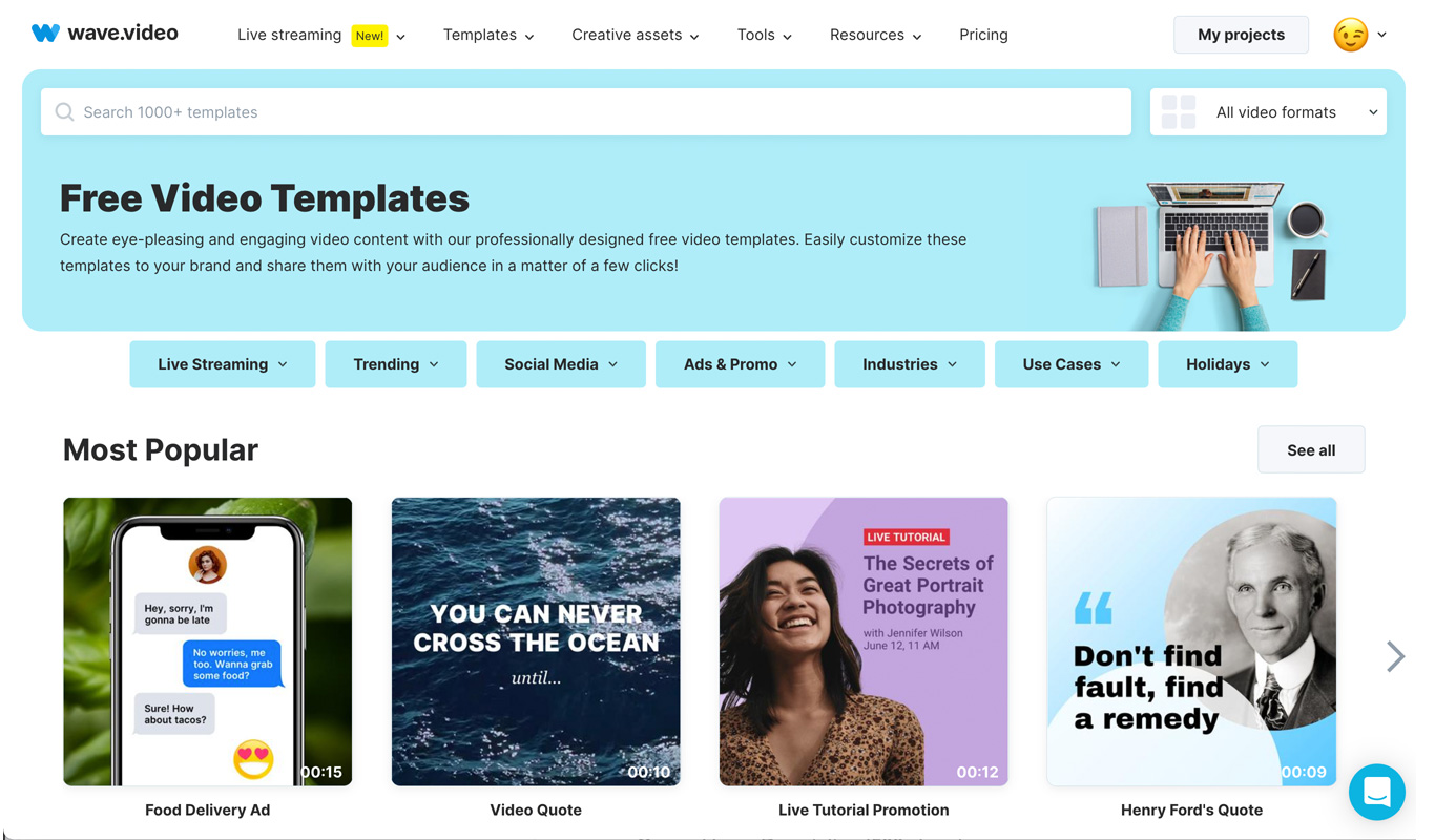 screenshot of Wave.video