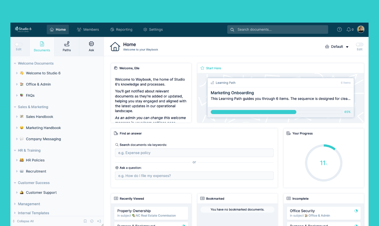 screenshot of Waybook