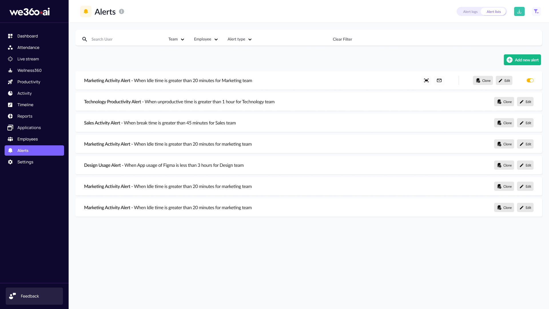 screenshot of We360.ai