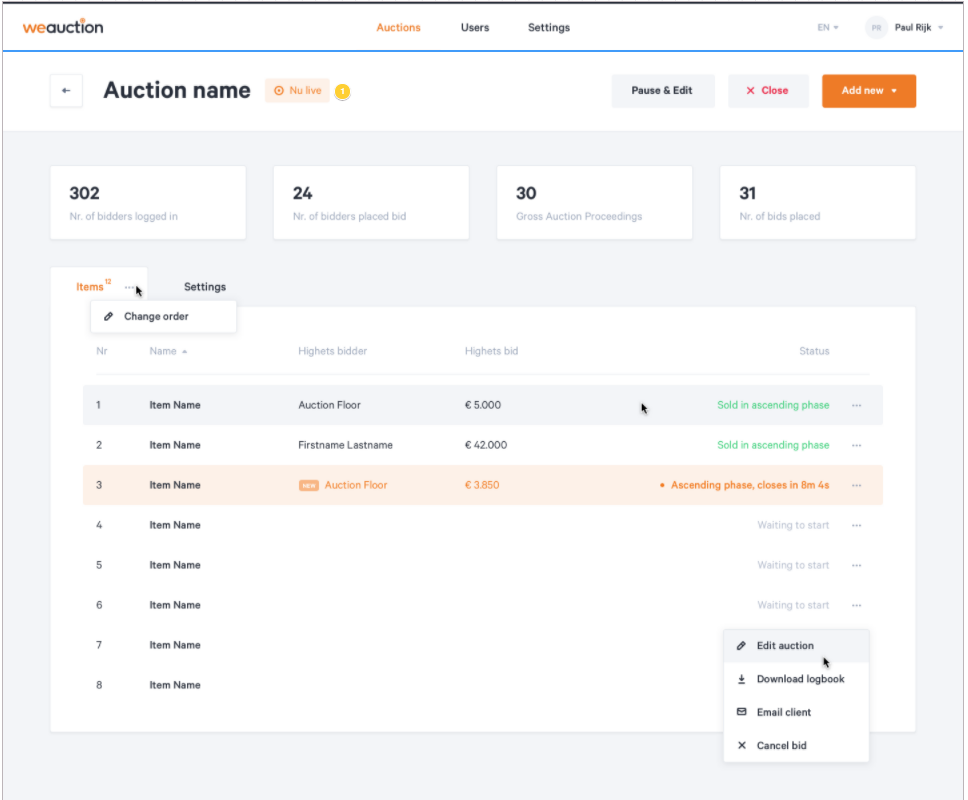 screenshot of WeAuction