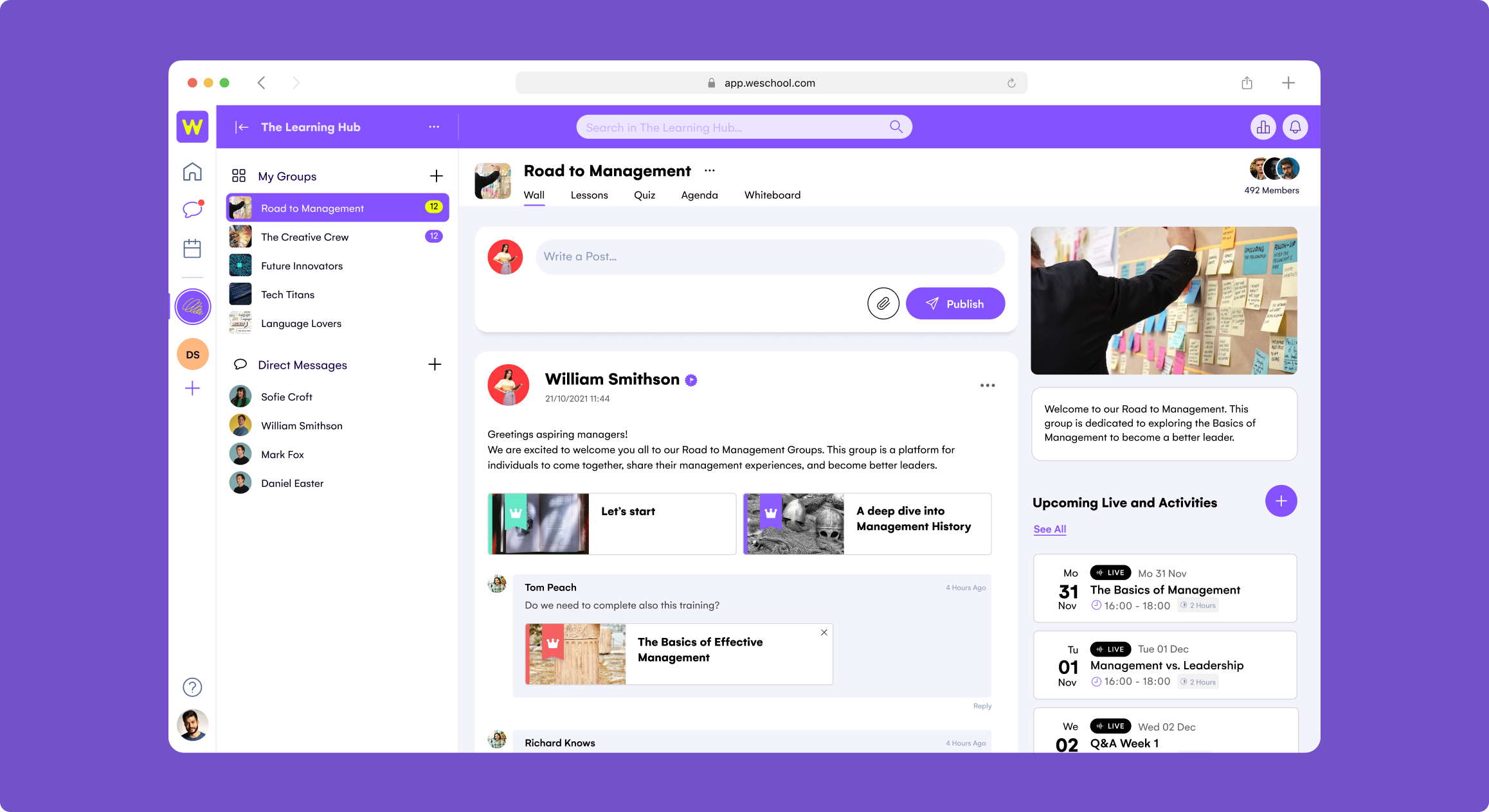 screenshot of WeSchool