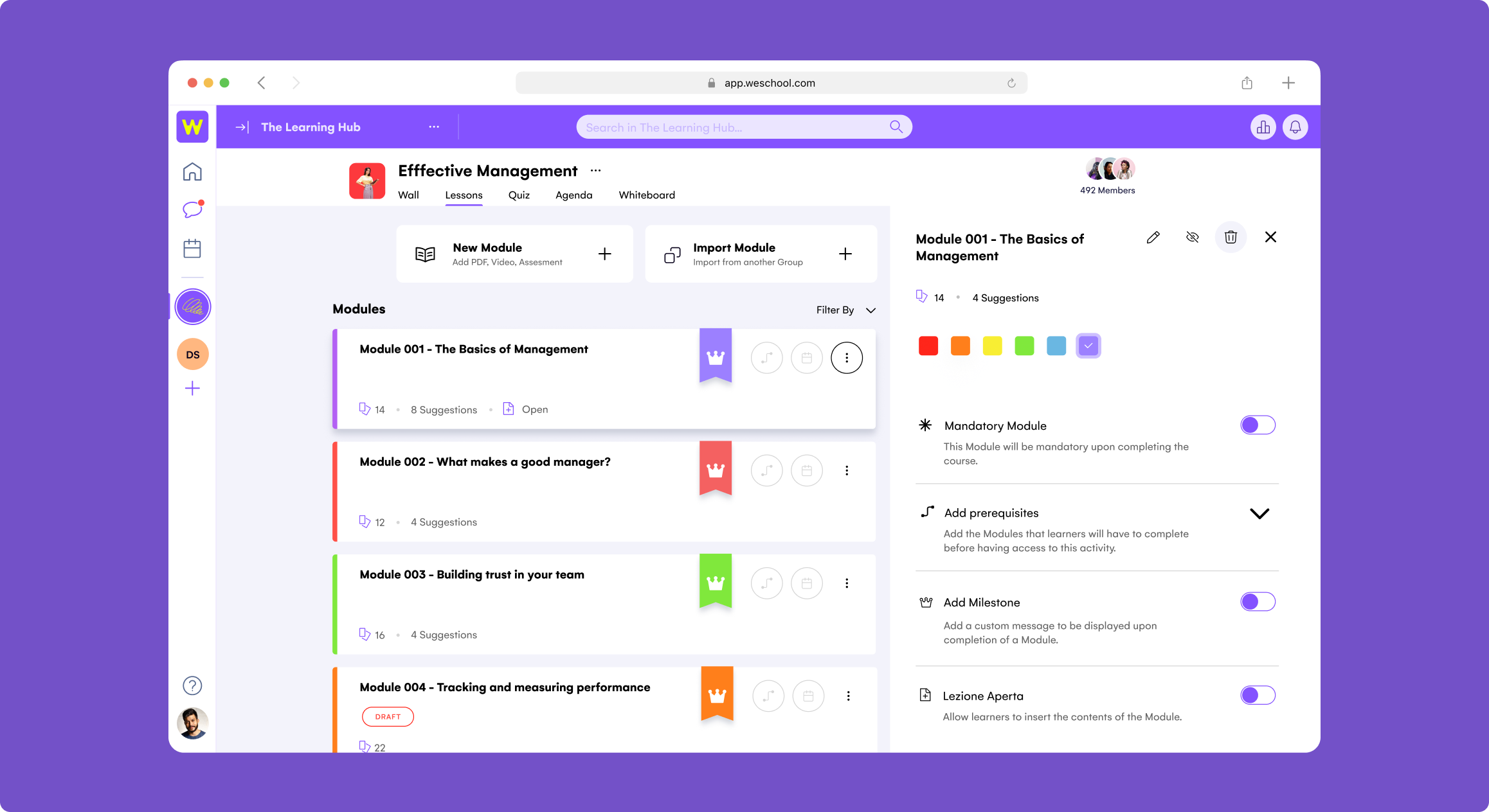 screenshot of WeSchool