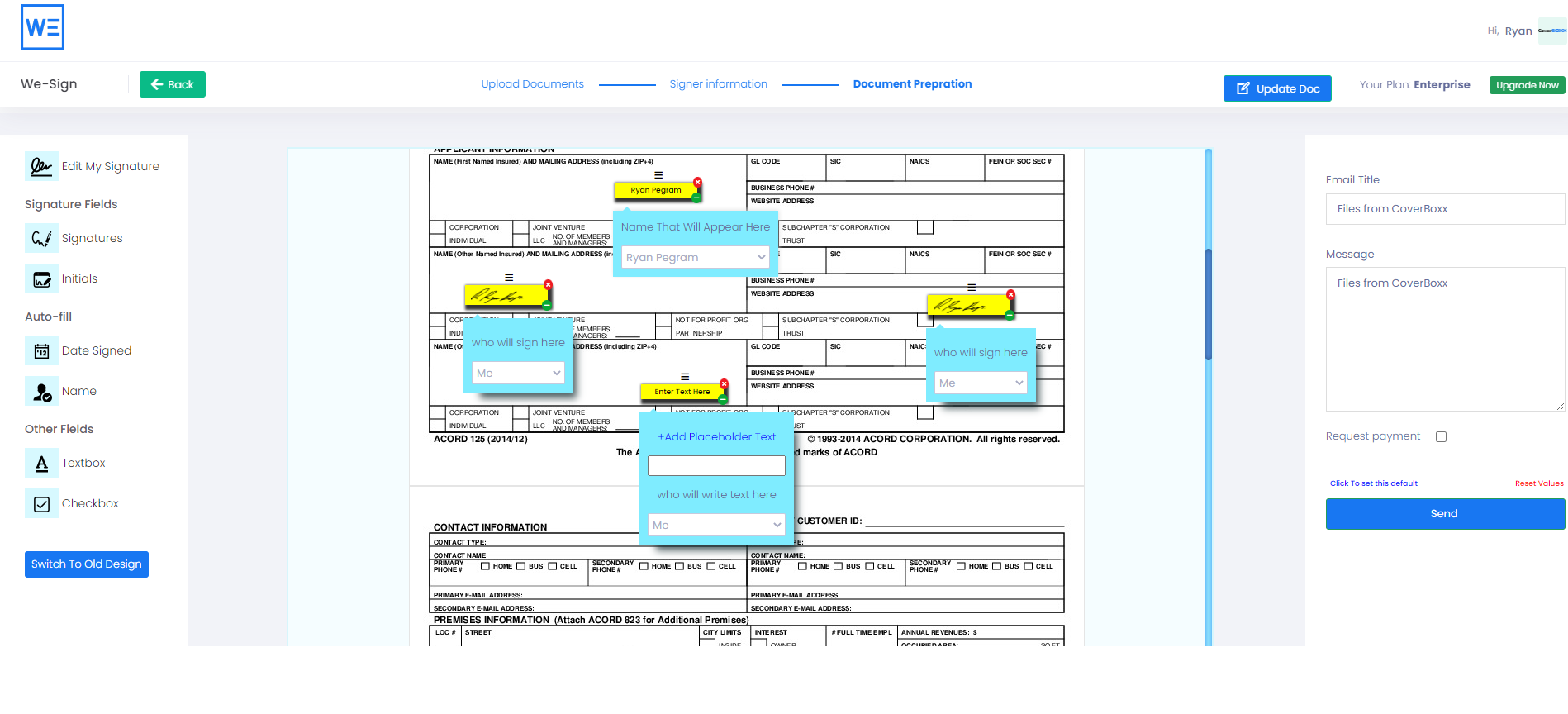screenshot of WeSignature