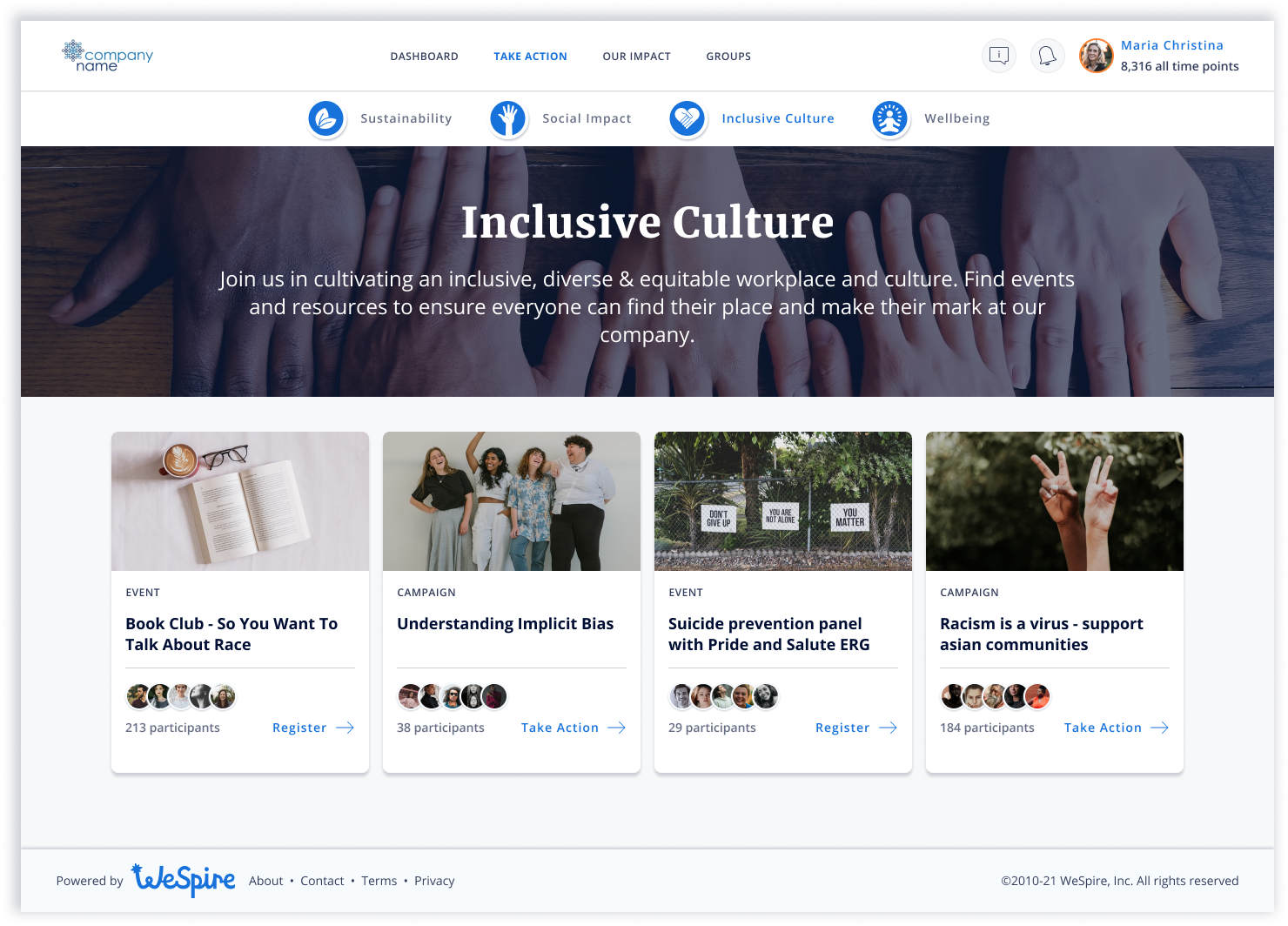 screenshot of WeSpire