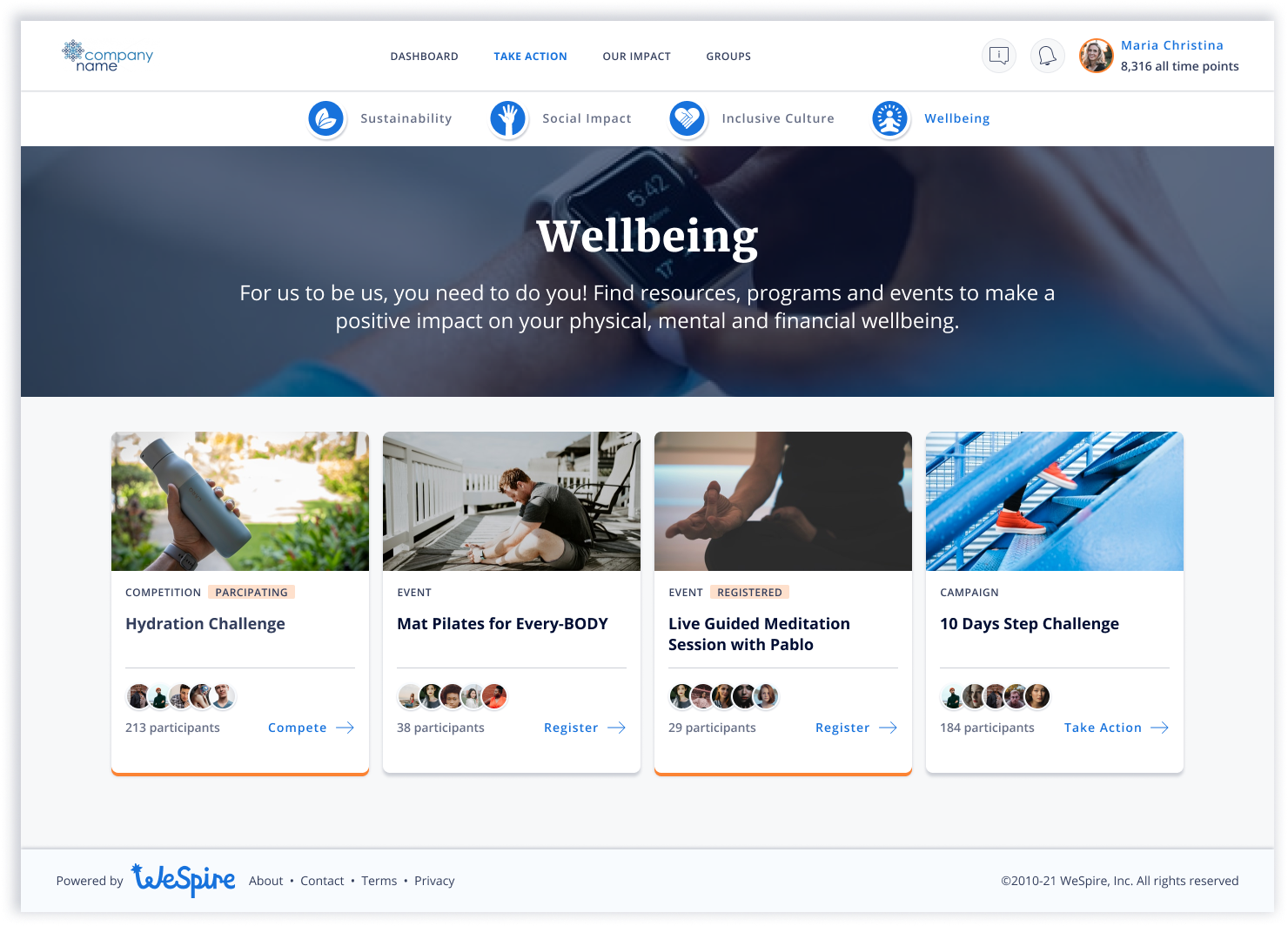 screenshot of WeSpire
