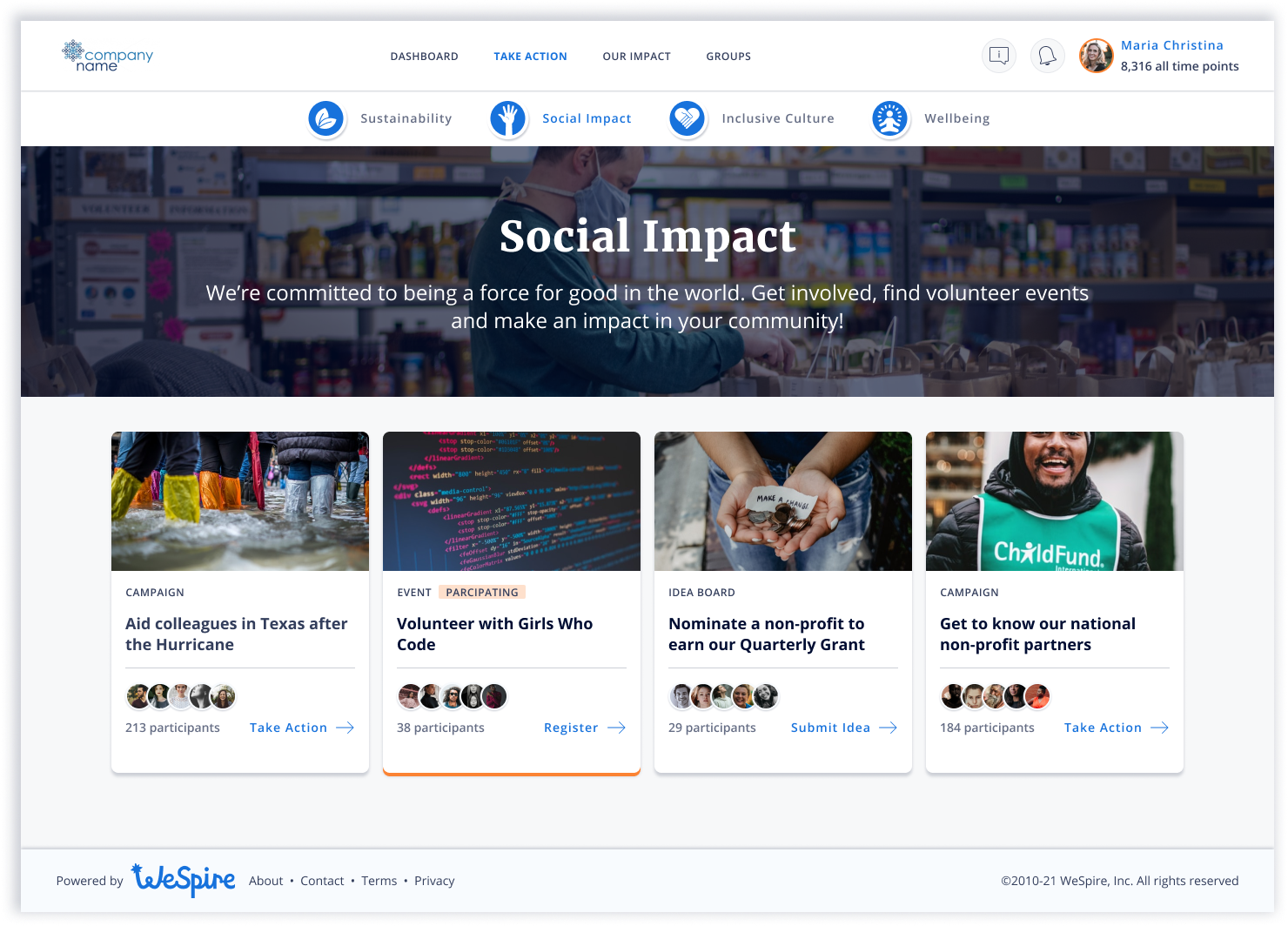 screenshot of WeSpire