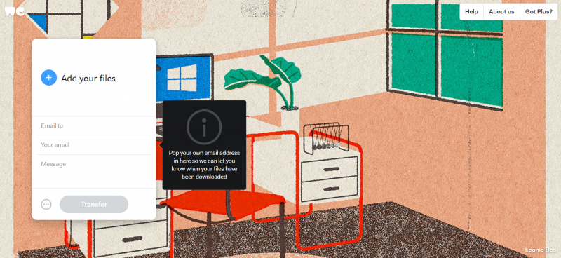 screenshot of WeTransfer
