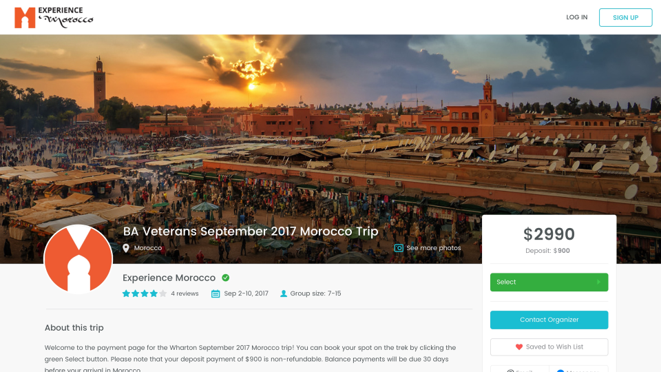 screenshot of WeTravel