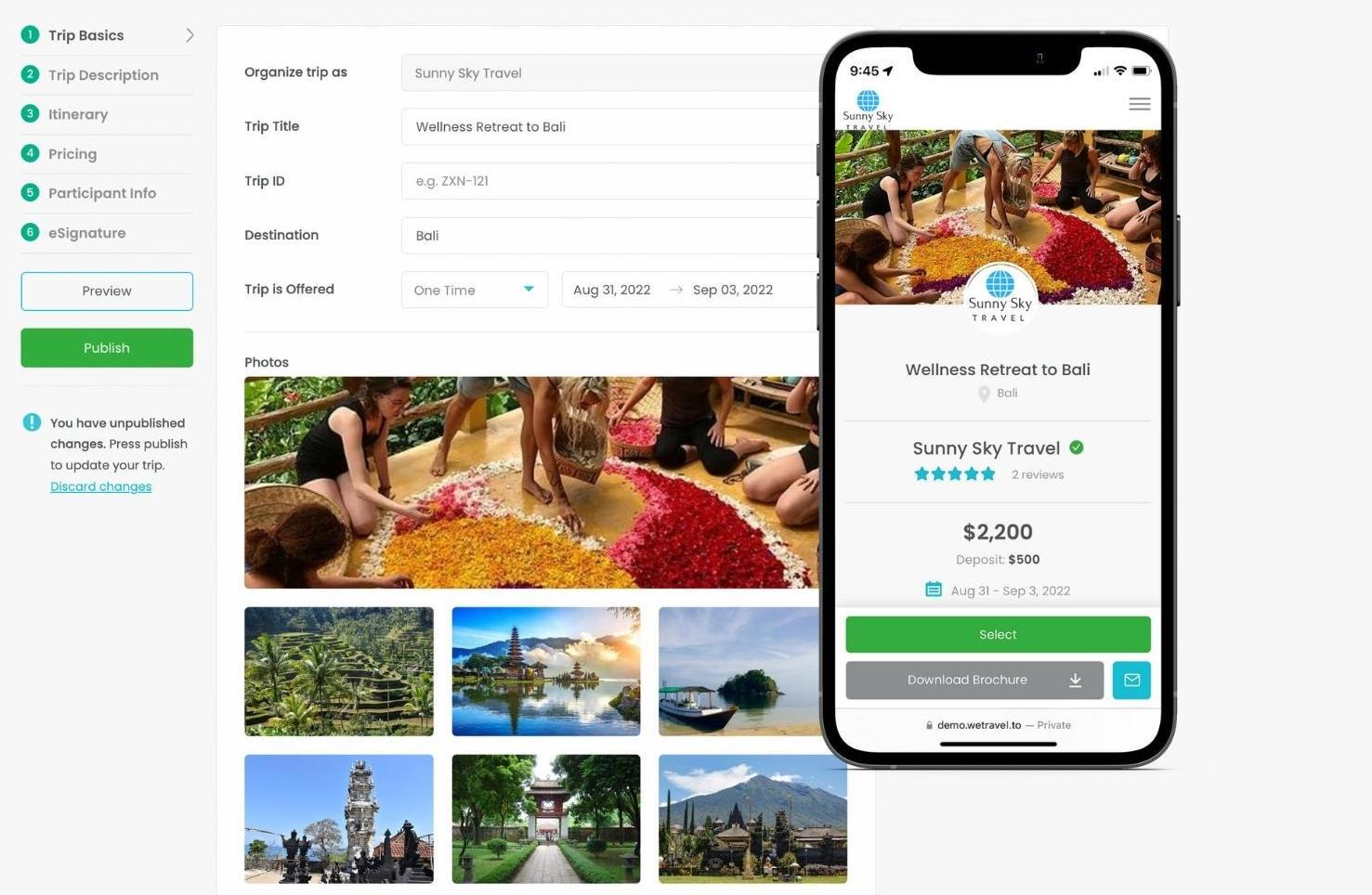 screenshot of WeTravel