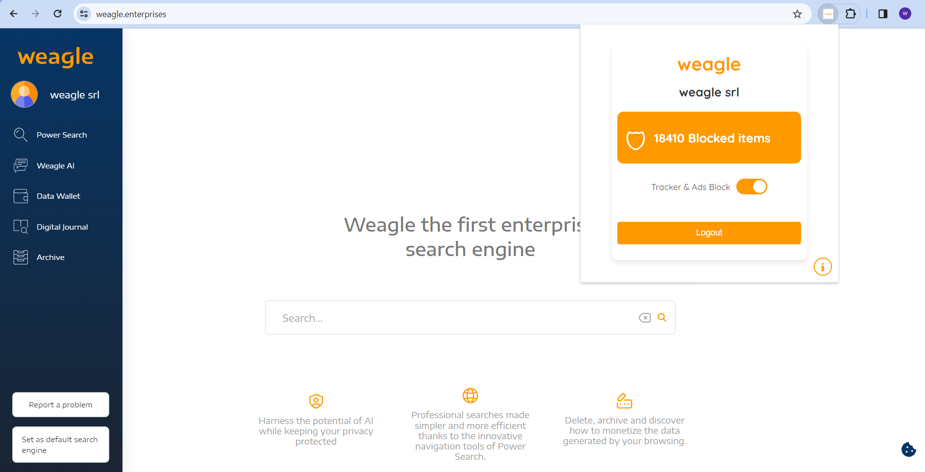 screenshot of Weagle