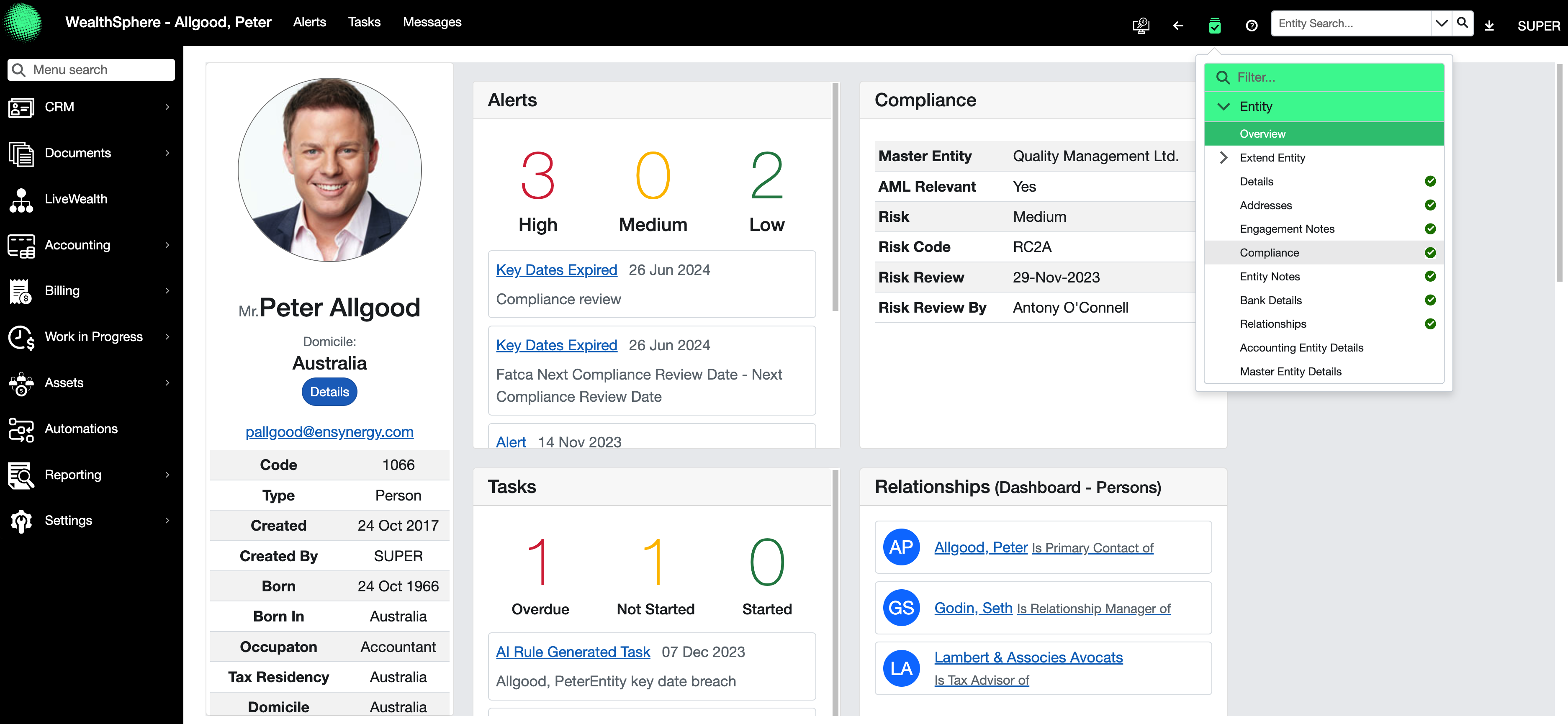 screenshot of WealthSphere