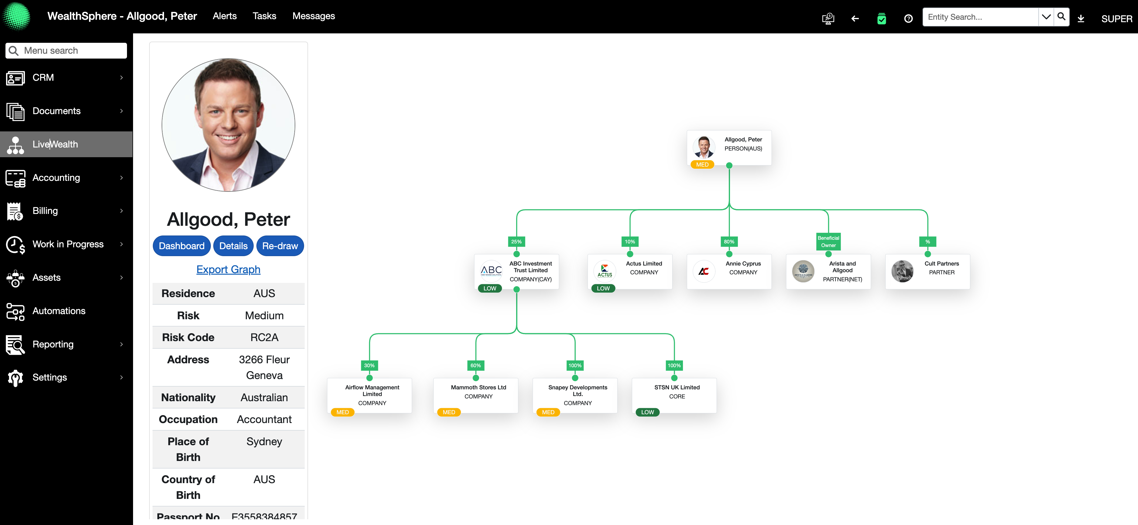 screenshot of WealthSphere