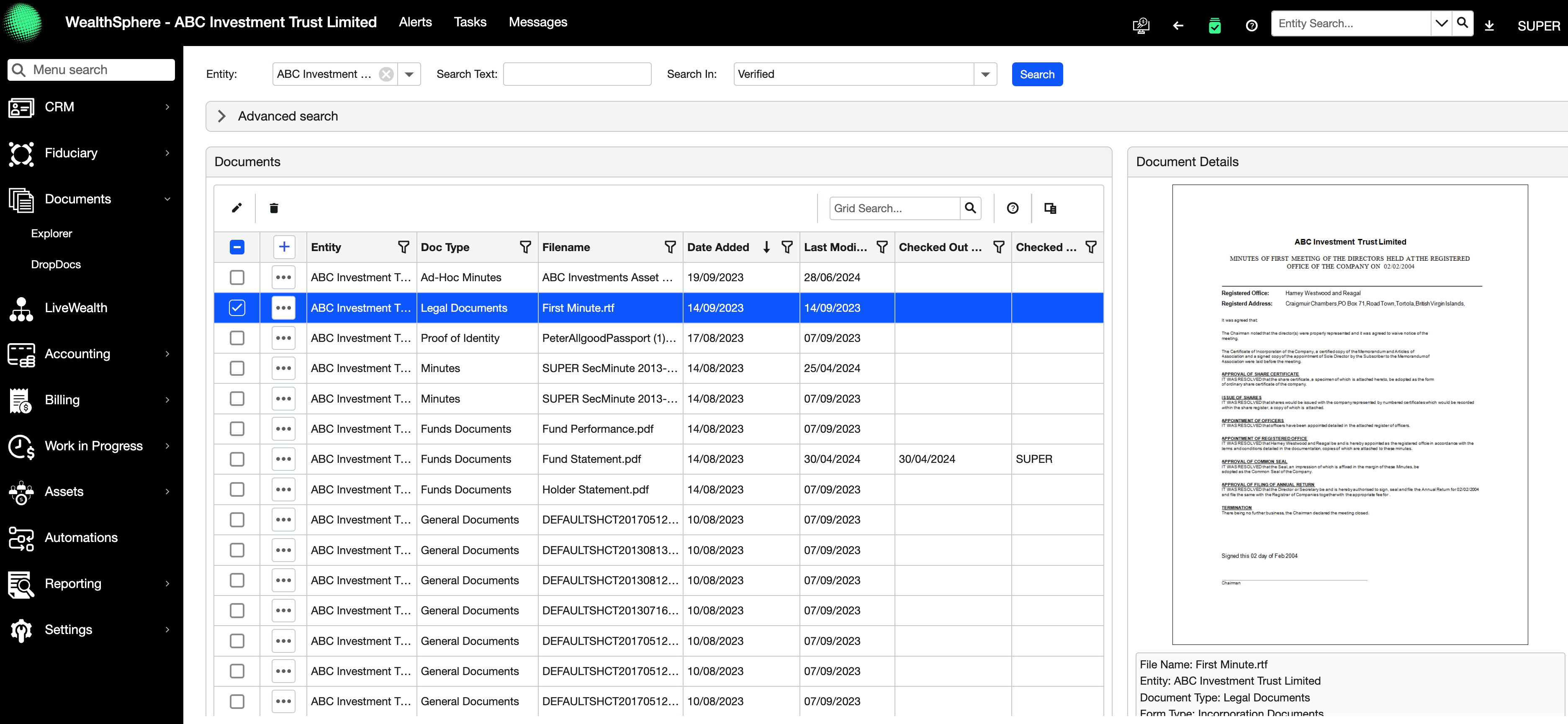 screenshot of WealthSphere
