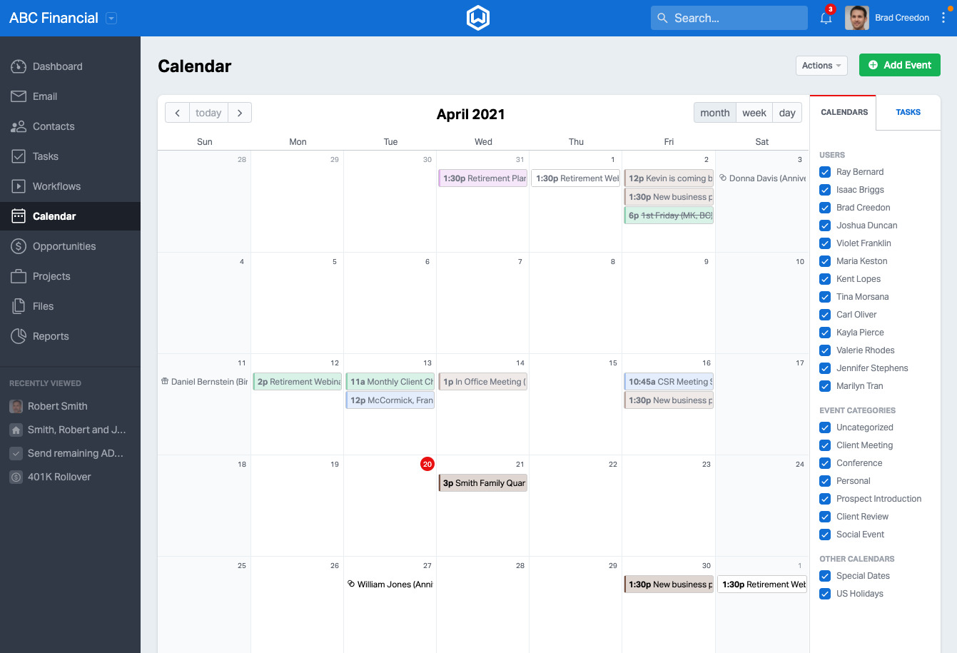 screenshot of Wealthbox