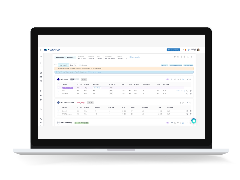screenshot of WebCargo