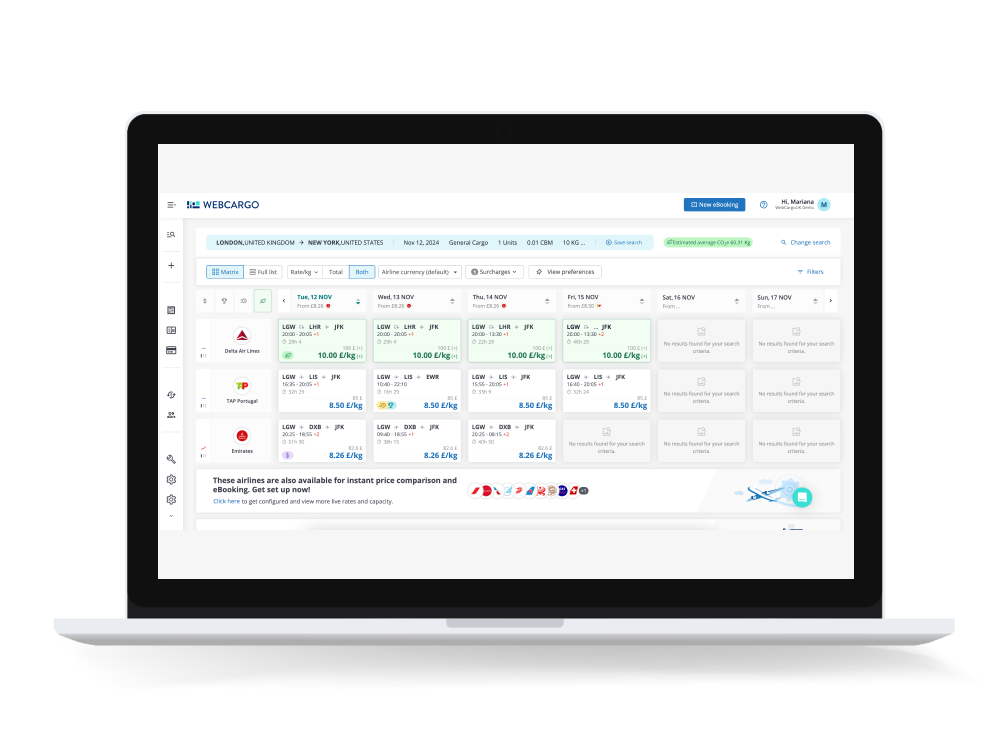 screenshot of WebCargo