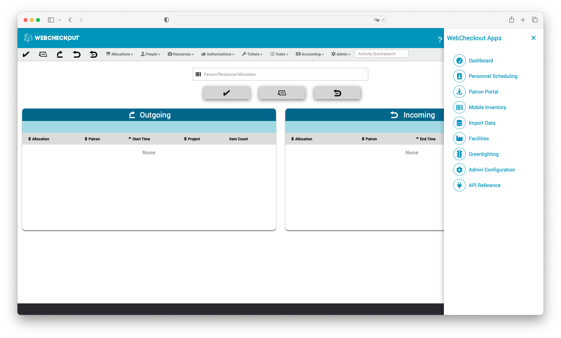 screenshot of WebCheckout