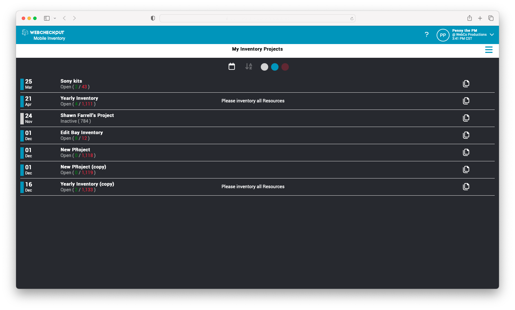 screenshot of WebCheckout