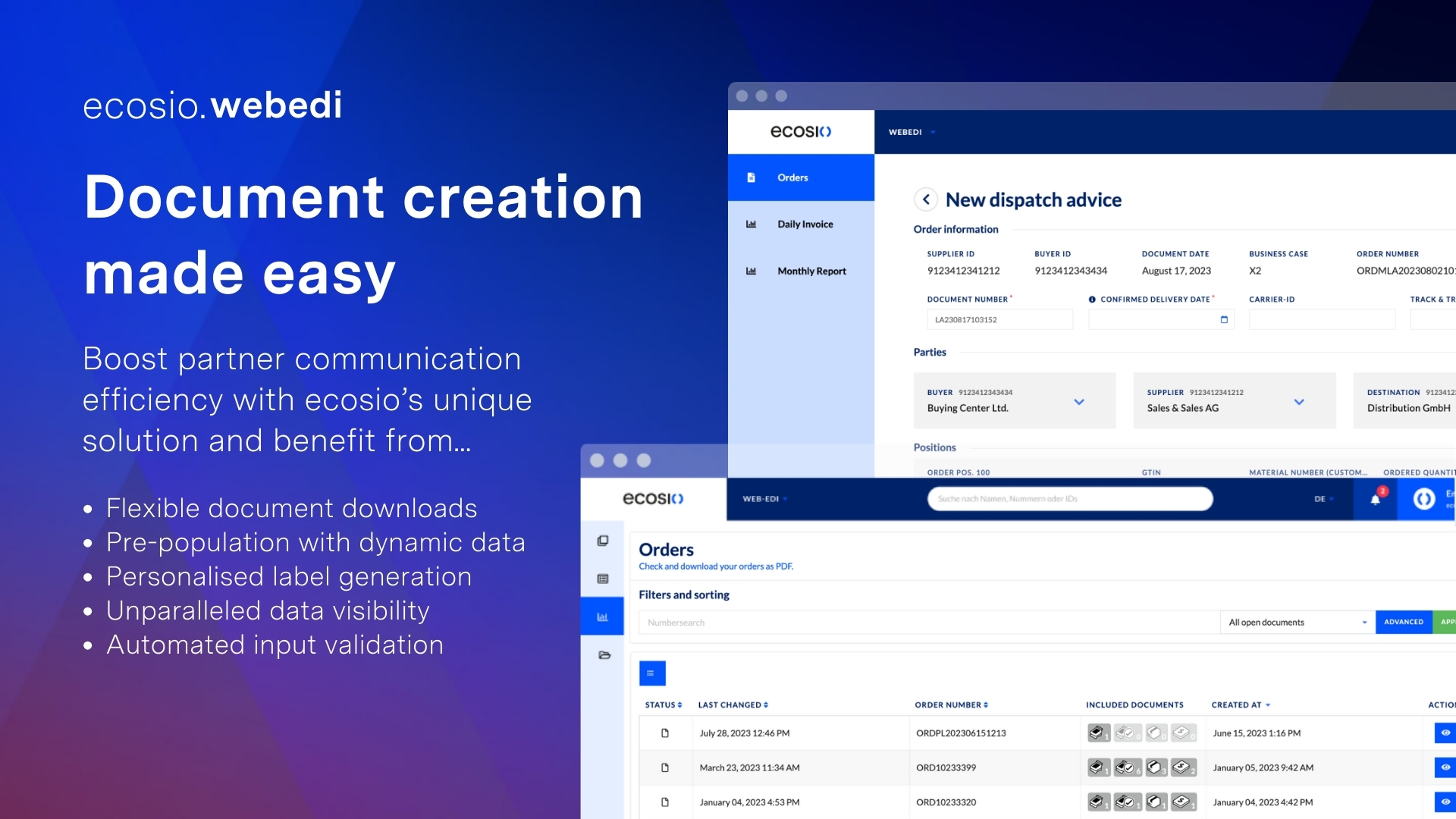 screenshot of WebEDI