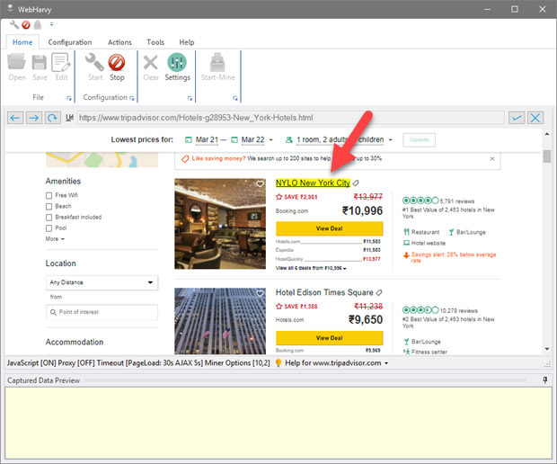 screenshot of WebHarvy