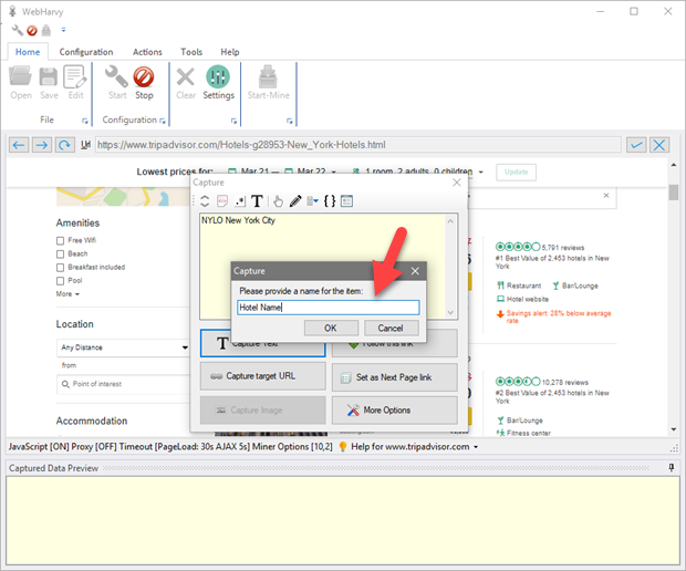 screenshot of WebHarvy