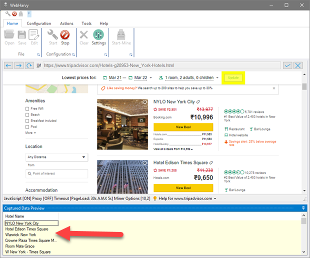 screenshot of WebHarvy