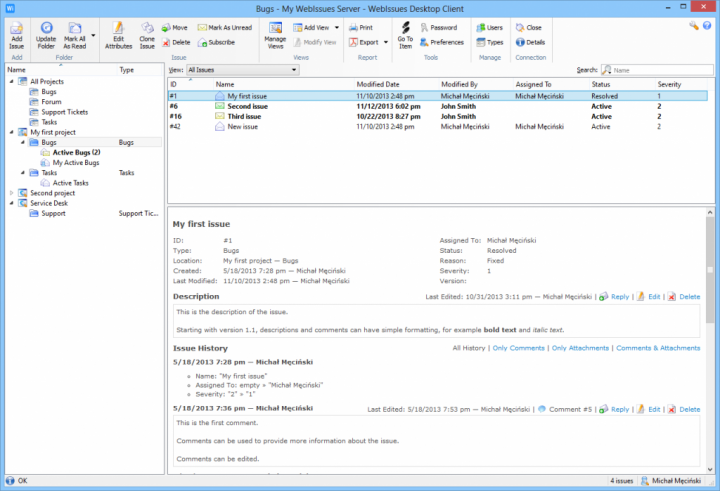 screenshot of WebIssues