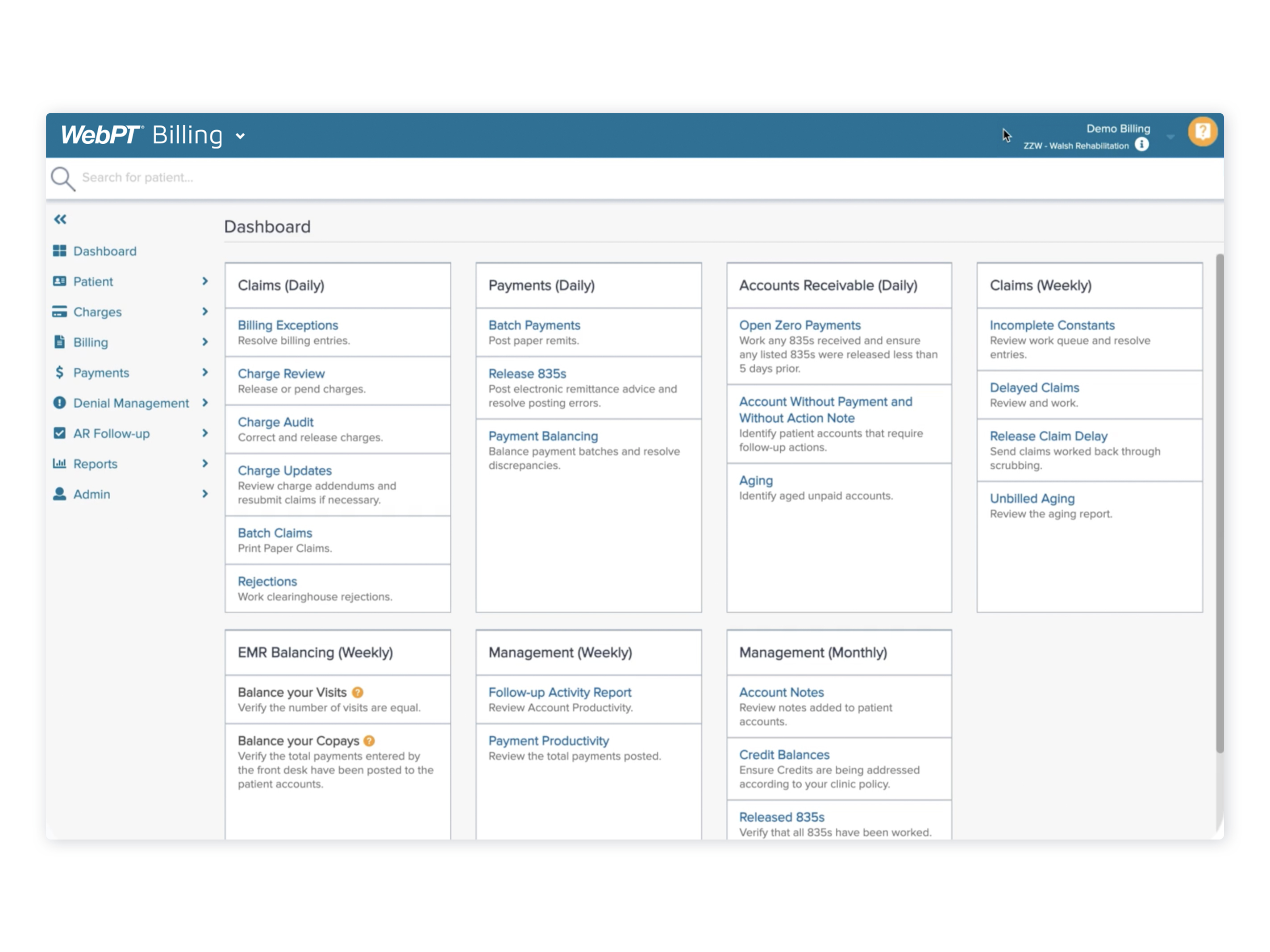 screenshot of WebPT