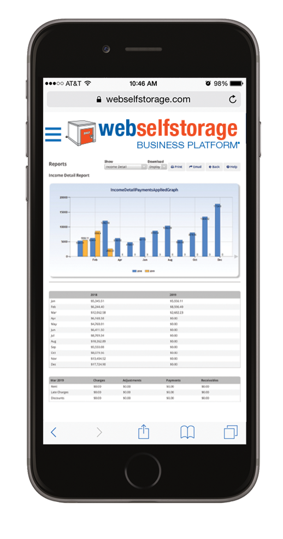 screenshot of WebSelfStorage